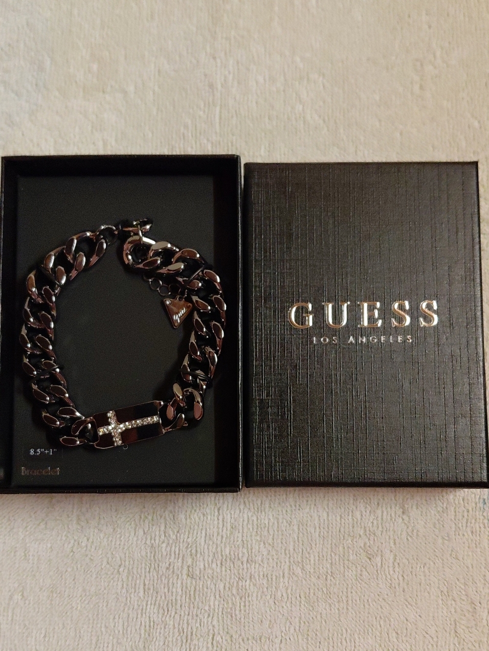 Guess Los Angeles Men's Cross   Link Bracelet, 8.5", New With Box